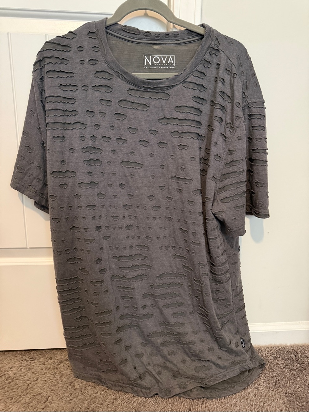 Studio Nova Distressed Short Sleeve Tee — Charcoal
